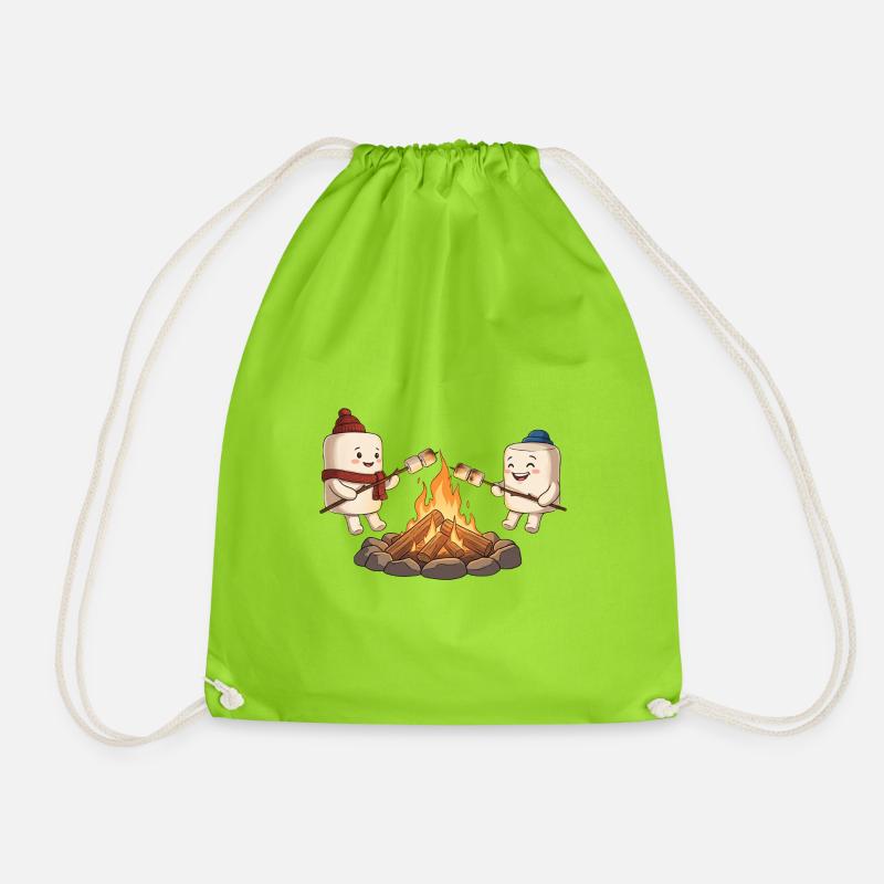 Lagerfeuer-Marshmallow-Freunde - Turnbeutel - Neongrün