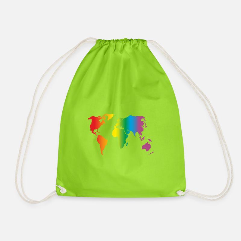 Lgbt Rainbow World, Gay Pride - Drawstring Bag - neon green