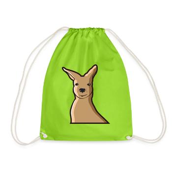 Kangaroo Kangaroo Australia Marsupial Pouch - Drawstring Bag - neon green - Front