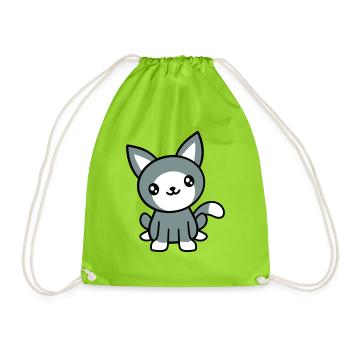 Cat Pet Cute Cute Kitten Friendly - Drawstring Bag - neon green - Front