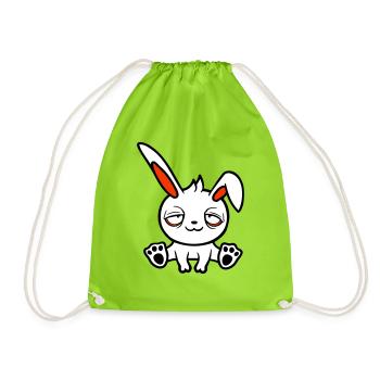Bunny Tired Confused Relaxed Red Dark Circles Chill - Drawstring Bag - neon green - Front