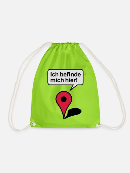 I am here Google Maps - Drawstring Bag - neon green