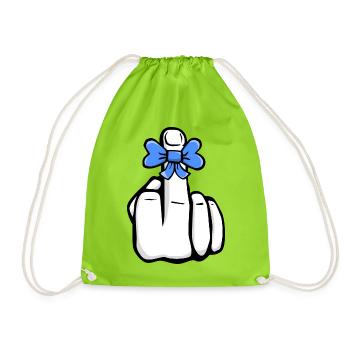 Hand Fuck You! Mittelfinger! süß cool Symbol - Turnbeutel - Neongrün - Vorne