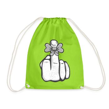 Fuck You! Mittelfinger! Schleife süß cool Symbol - Turnbeutel - Neongrün - Vorne