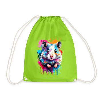 Hamsters Colorful - European Hamster, Golden Hamster, Rodent - Drawstring Bag - neon green - Front