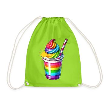 Plaisir des sens :Tasse Milkshake arc-en-ciel - Sac de sport léger - vert néon - Devant