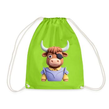 PIRATE BULL - baby & kids - Drawstring Bag - neon green - Front