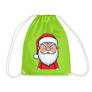 Wütender Weihnachtsmann Lustiger Cartoon - Turnbeutel - Neongrün - Vorne