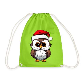 Eulen Weihnachten - Turnbeutel - Neongrün - Vorne
