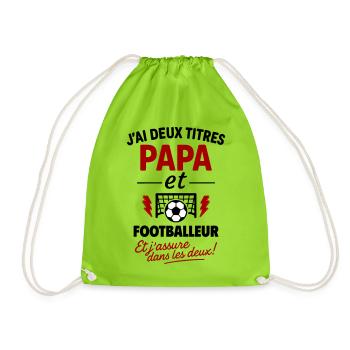 Papa Footballeur cadeau fête des pères Noël Foot - Sac de sport léger - vert néon - Devant