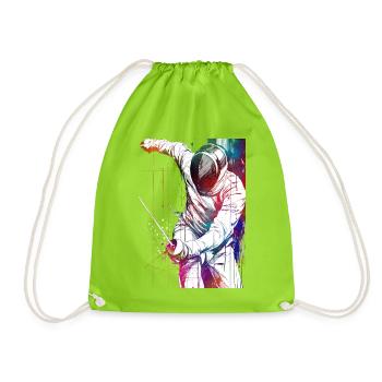Fencing sport art #fencing #sport - Drawstring Bag - neon green - Front