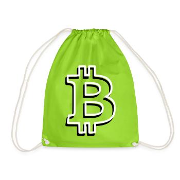 Bitcoin Logo Outline Neon Minimalistisch - Turnbeutel - Neongrün - Vorne