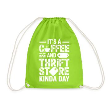 Coffee Thrift Store Vibe - Drawstring Bag - neon green - Front
