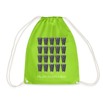 Pälzer Schorle Beat Shirt Dubbeglas Lautsprecher - Turnbeutel - Neongrün - Vorne