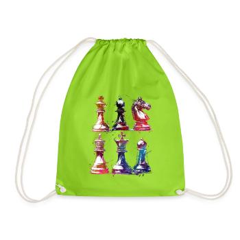 Chess sport art #chess #sport - Drawstring Bag - neon green - Front