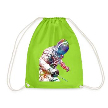 Fencing sport art #fencing #sport - Drawstring Bag - neon green - Front