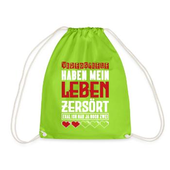 Videospiele haben mein Leben zerstört Gamer - Turnbeutel - Neongrün - Vorne