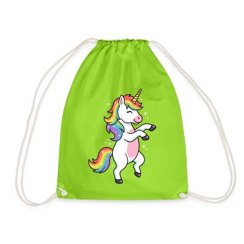 Danse de la Licorne Arc-en-ciel et Scintillante - Sac de sport léger - vert néon - Devant