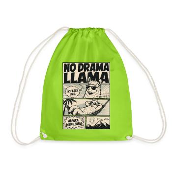 No Drama Llama Vintage Comic Alpaka - Turnbeutel - Neongrün - Vorne