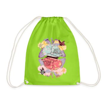 RÊVES DE CHATON - Sac de sport léger - vert néon - Devant