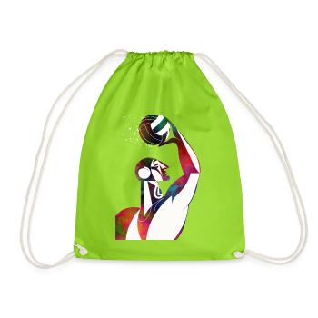 Profil eines Wasserfußballspielers - Turnbeutel - Neongrün - Vorne