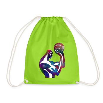 Joueur de basket dans une abstraction colorée - Sac de sport léger - vert néon - Devant
