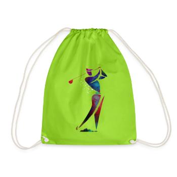 Farbenfroher Golfer in Bewegung - Turnbeutel - Neongrün - Vorne
