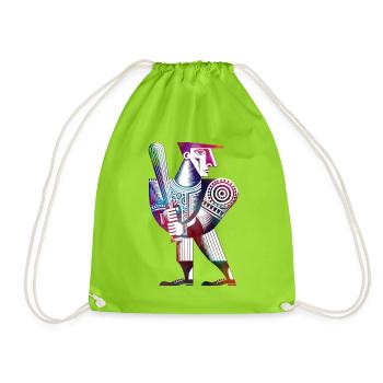 Baseballspieler - Turnbeutel - Neongrün - Vorne