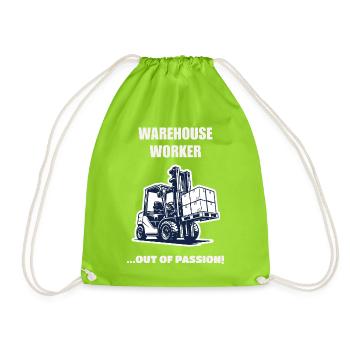 Warehouse Worker Out Of Passion Stapler Geschenk - Turnbeutel - Neongrün - Vorne