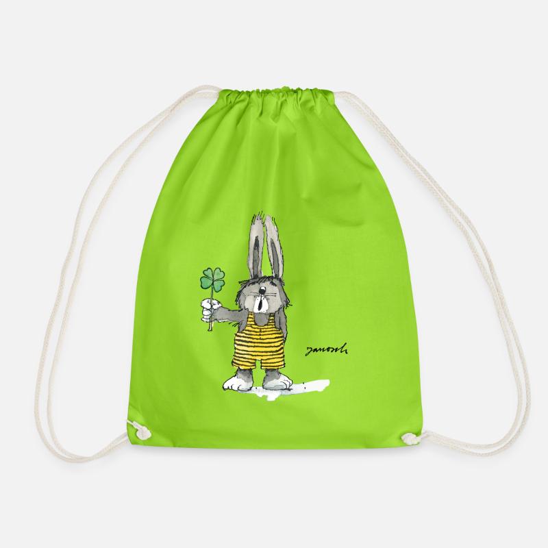 Janosch Hase Findet Sein Glück Kleeblatt - Turnbeutel - Neongrün