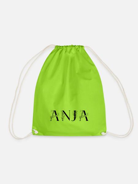 Name - Anja - Turnbeutel - Neongrün