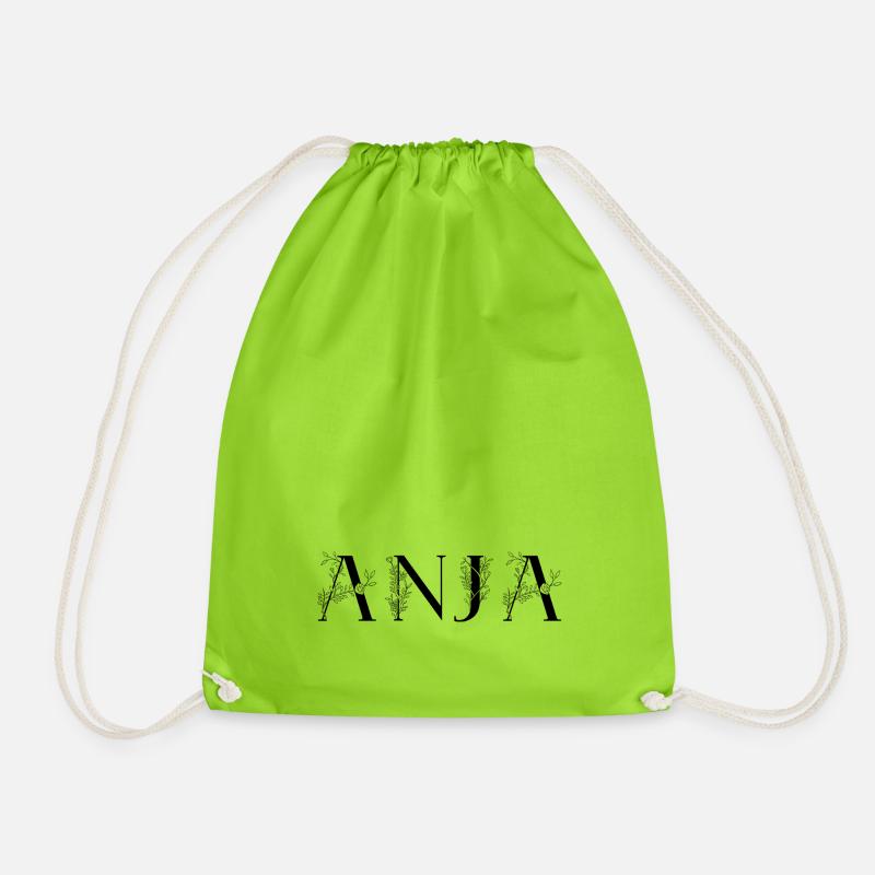Name - Anja - Turnbeutel - Neongrün