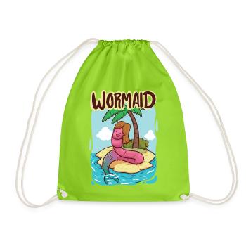 Wormaid - The worm who became a mermaid - Drawstring Bag - neon green - Front