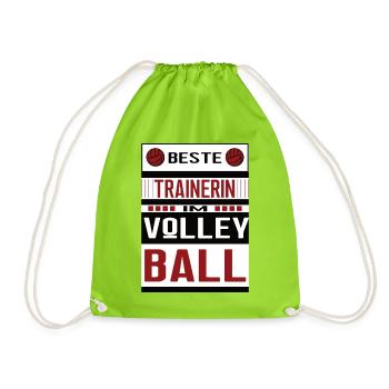 Volleyball Trainerin Beste Volleyballtrainerin - Turnbeutel - Neongrün - Vorne