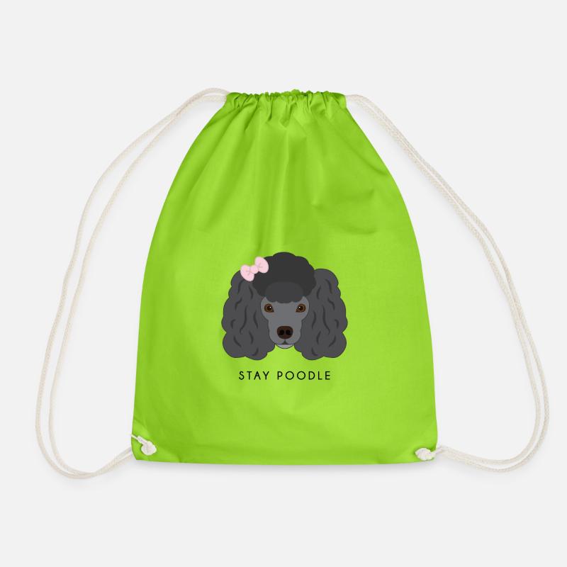 Poodle Black - Drawstring Bag - neon green