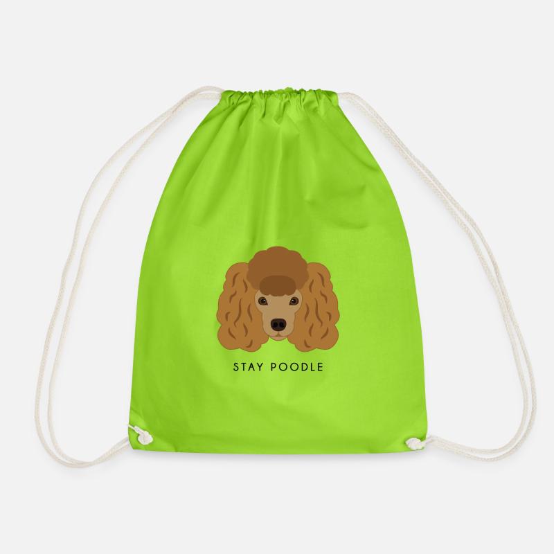 Poodle Brown - Drawstring Bag - neon green