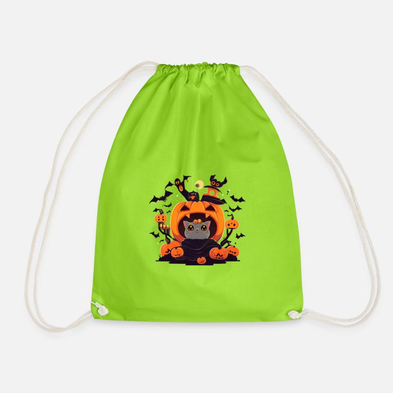 Halloween, Ravenous Pumpkin. - Drawstring Bag - neon green