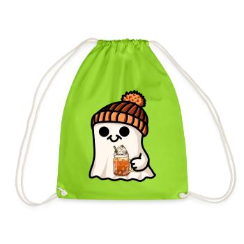 Halloween Fantôme Chapeau Citrouille Thé Café Automne Mignon - Sac de sport léger - vert néon - Devant