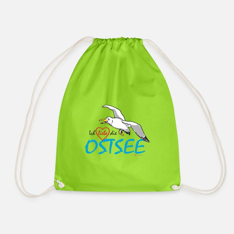 Möwe, Ich liebe die Ostsee - Turnbeutel - Neongrün