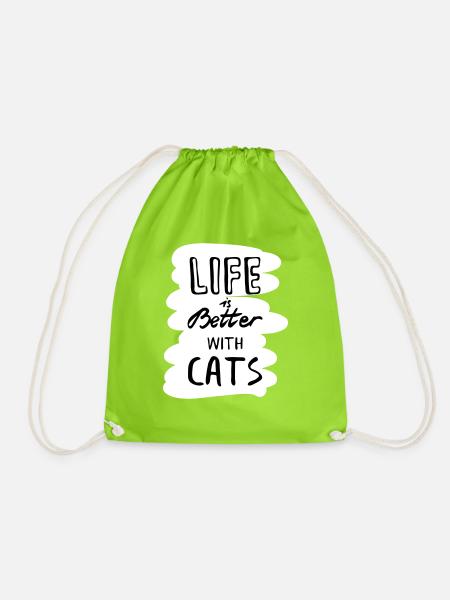 Catlover - Drawstring Bag - neon green