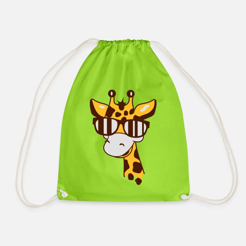 Giraffe mit einer coolen Sonnenbrille - Turnbeutel - Neongrün