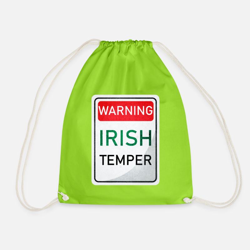 WARNUNG IRISH TEMPER - Turnbeutel - Neongrün