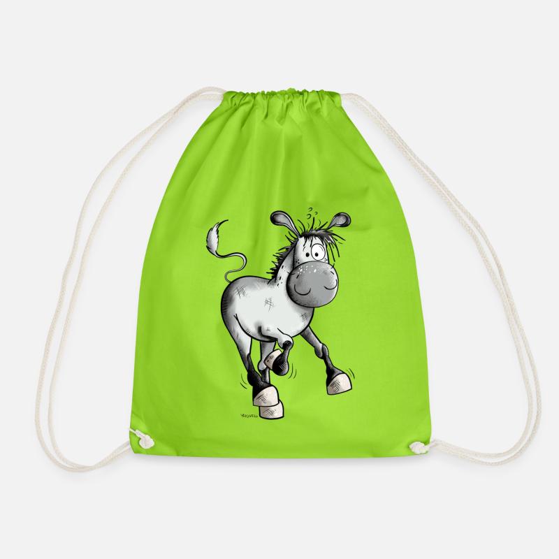Running Donkey - Drawstring Bag - neon green