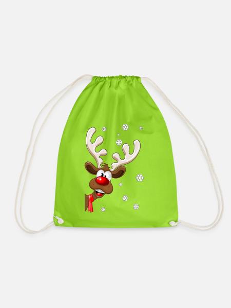 Weihnachten Rentier Rudolph - Weihnachten Rentier - Turnbeutel - Neongrün