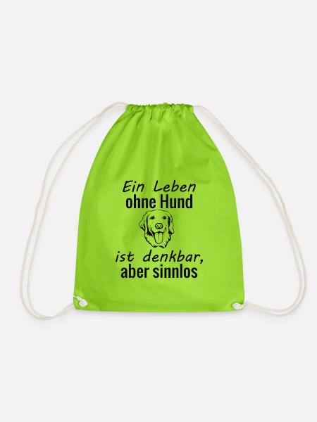 Hunde Sprüche - Hundehalter - Turnbeutel - Neongrün
