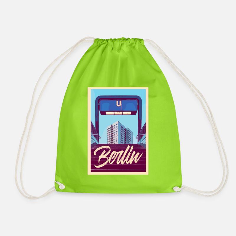 Berlin U-Bahn - Drawstring Bag - neon green