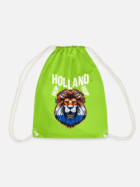Hup Holland Hup Elftal Fan Shirt Nederland Oranje - Turnbeutel - Neongrün