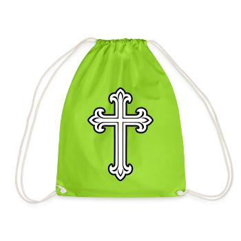 Symbole de croix chrétien - Sac de sport léger - vert néon - Devant