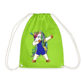 Einhorn-Schwimmer abpuppen Lustiges Sommerschwimmen - Turnbeutel - Neongrün - Vorne
