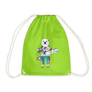 Polar Rider Polar Bear - Drawstring Bag - neon green - Front